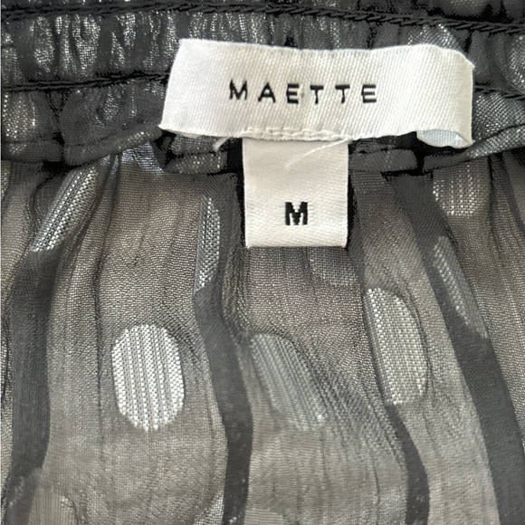 MAETTE blouse, size Medium, black semi sheer , attached camisole. Bell sleeves - Picture 7 of 7